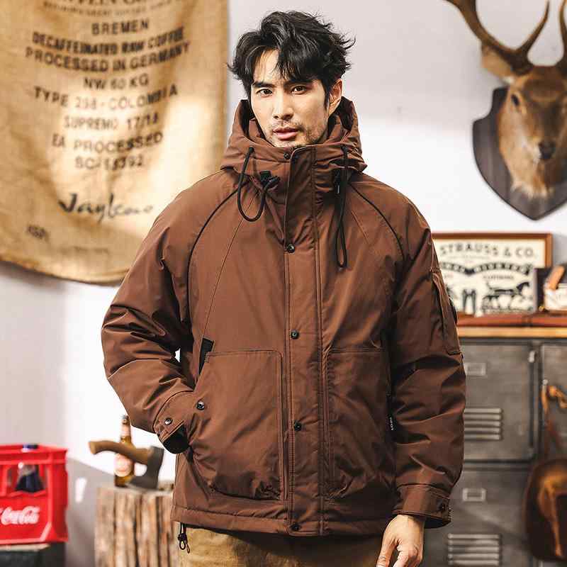 ダウンジャケット メンズ 男性用 90% ホワイトダックダウン グラフェン 高機能 抗菌 防汚 パーカ ワークジャケット 防寒 保温 厚手 真冬 オーバーサイズ ゆったり ルーズフィット|Fun Time Market