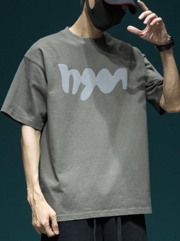 Tシャツ メンズ 男性用 日系 ヘビーウェイト 綿 コットン クルーネック 丸首 半袖 ショートスリーブ ゆったり ルーズフィット ビッグサイズ 大きいサイズ 夏 サマー 抗菌 薄手 普段使い