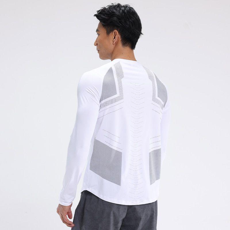 長袖Tシャツ メンズ ランニング 速乾 運動 トレーニング バスケ サイクリング 登山 弾力 フィットネス 秋冬 春季 ?? 印花 黒 白色 オリーブグリーン ブラウン ポリエステル スポーツ トレンド ハイキング キャンプ フットサル バレーボレー ア