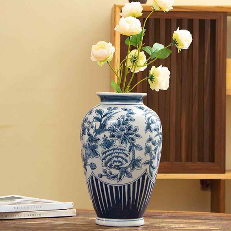 花立て 瀬戸もの 返り咲き レトロ 決まり フレンチ 手作り 青花瓷 花柄 瀬戸もの製 花器 挿花器 卓上飾りつけ 室内装飾雑貨 納める罐 花入れ 飾りつけ 飾りつけ 中華風 言い慣わし柄 陶物作り品 御部屋飾りつけ 差し上げ物雑貨