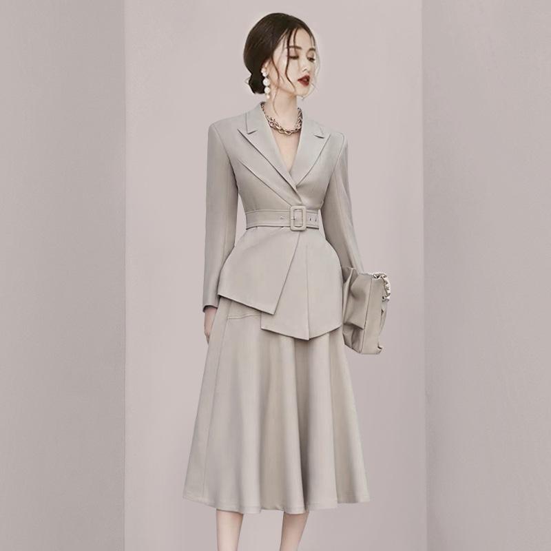 衣装仕掛ける レディース 杏色 収腰 中長丈 長袖 骨盤帯 付き添い人 ポリエステル セットアップ スコート仕掛ける 通い 普段使い走り 都市表現スタイル 人となり 心ゆかしい うつり変わり トップス スコート 仕掛ける 軽さ 伸縮性