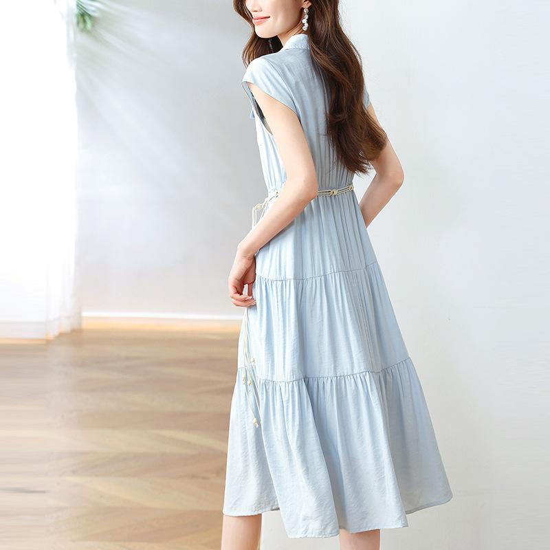 衣装 レディース 夏 春夏 綿織物 ポリエステル 当たること冷感 中長丈 A生産ライン スコート 短袖 翻領 中腰 うつり変わり 衣嚢 口袋 日韓風 休? 好いたらしい 吸湿速乾 軽さ 通い 普段使い走り 青色 米黄味がかった 愛くるしげ 御機嫌酉の方角 ビッグ影ぼうし Vネ