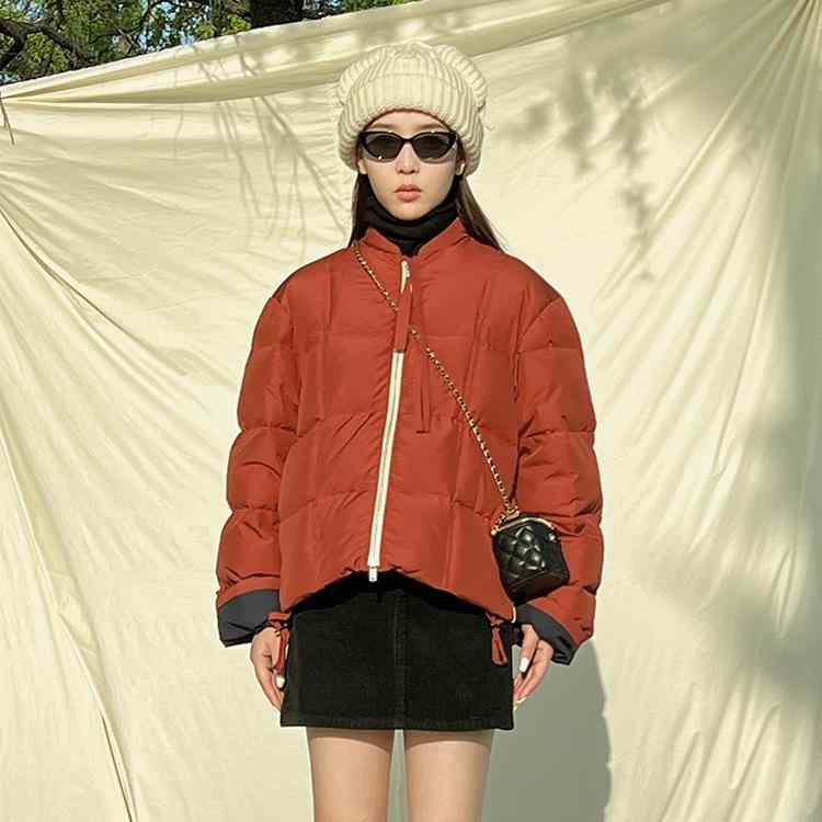 羽?服 レディース 濫りがわしい 短丈 影ぼうし 生あたたかい 通い風 立領 長袖 ジップアップ ポリエステル 白鴨絨 高詰め直す率 朦々たる 精神状態 米色 ?赤 米国海軍