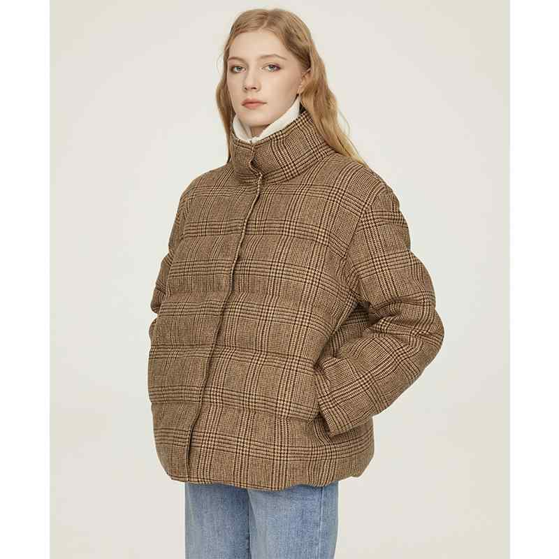 羽?服 レディース 羊毛 立領 廓形 短め 中長丈 ロングスリーブ ワイドシルエット 厚手 加厚 白?? 充填 御寒 ダウンジャケット パンケーキコート アウター 冬 秋冬 日韓カジュアル ルーズ シングルブレスト 無毛? 女性用|Fun Time Market