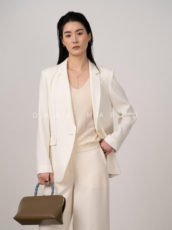 小西装 レディース 通い用 うつり変わり 青写真 一粒扣 広広とした影ぼうし 白いこと 珍珠白 風合い感 酢酸衣料繊維 ポリエステル 長袖 西装領 精神状態 普段使い走り 軽さ 春夏