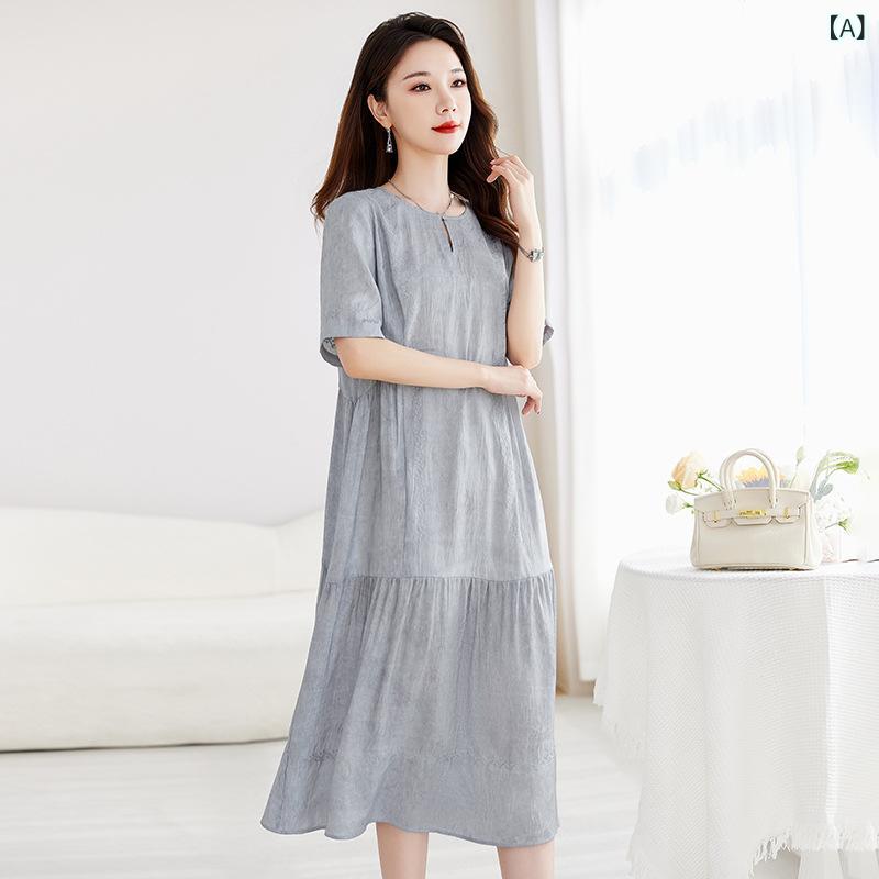 衣装 お上さん用 春夏 絹地 麻 真っただ中丈 A生産ライン 薄墨色 青色 パープル 好いたらしい 吸湿 速乾 軽さ ゆったり 通い用 好いたらしいめ