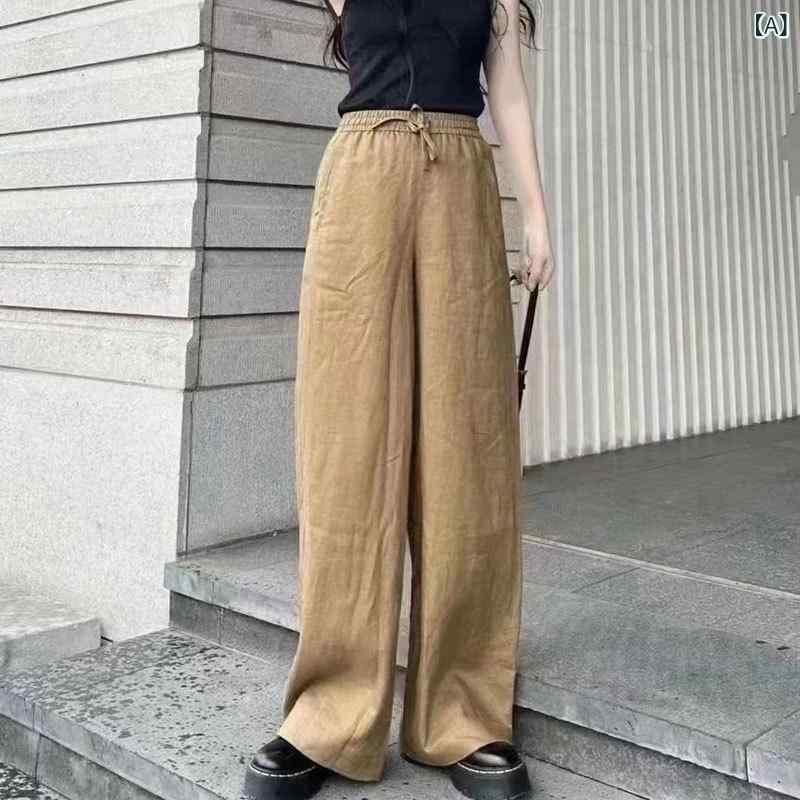 レディース 春夏 ズボン下 麻 広広としたズボン下 ロング丈 酉の方角予防医学 紐 ベージュ 黒いこと 白いこと 赤銅色 緑であること さくら色 薄墨色 ゆったり ご機嫌酉の方角 伸縮性 日常使い走り 軽さ 麻100% 自然的 ベージュ 赤銅色