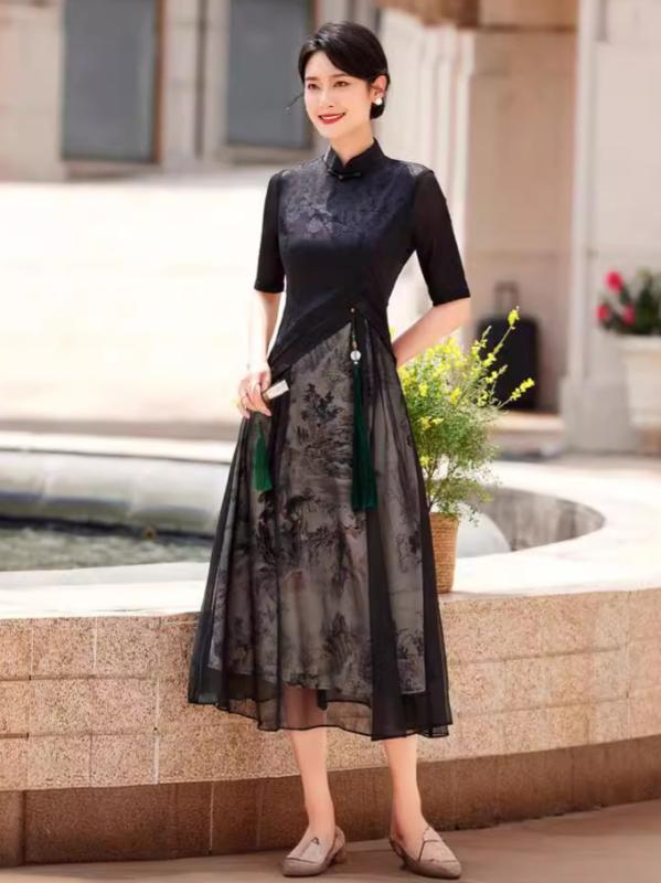 衣裳 亭主もち用 瀬戸もの御召しもの ロング丈 黒いこと 黒 紫 杏色 立領 うつり変わり 当たること冷感 生まれ変わり衣料繊維 綿 麻 軽さ ご機嫌酉の方角 伸縮性 吸湿速乾 御前上等感 普段使い走り お座敷着 清楚