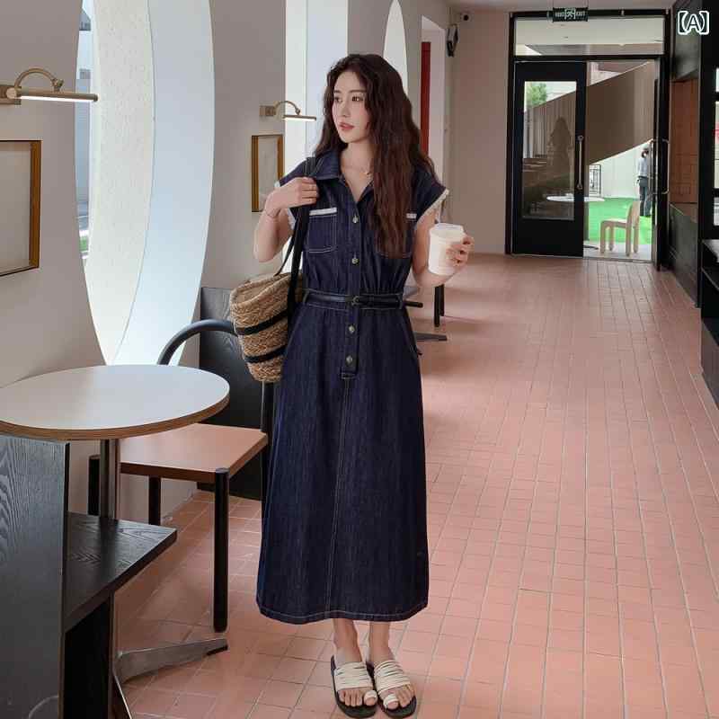 衣装 レディース ロング ジーンズ 襟付 半袖 御機嫌酉の方角 スピード競技 うつり変わり 綿 ポリエステル 分かりやすい ゆったり 伸縮性 深青み