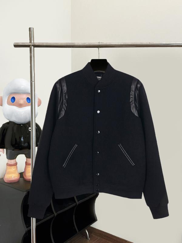 ジャケット メンズ アウター 棒球服 ジャンパー ブルゾン スタジャン 上着 羊毛混紡 長袖 立ち襟 シングルブレスト バイカラー 異素材切り替え ゆったり 伸縮性 防寒 暖かい 普段使い カジュアル 通学 通勤 春秋用 男性用 ブラック レッド グリー|Fun Time Market