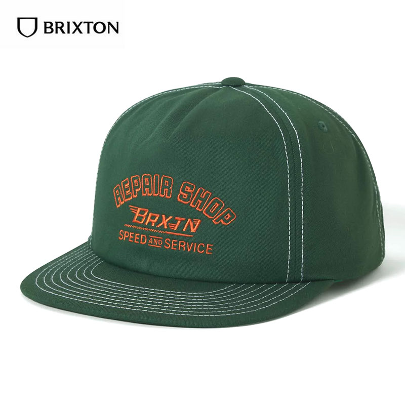 【正規輸入品】 BRIXTON (ブリクストン) REPAIR SHOP HP SNAPBACK ブリクストン 帽子 キャップ ストリート アメカジ ストリートキャップ スナップバックキャップ スケボー スケートボード アメリカ ブランド スナップバック 緑 グリーン コットン 綿 メンズ 【送料無料】