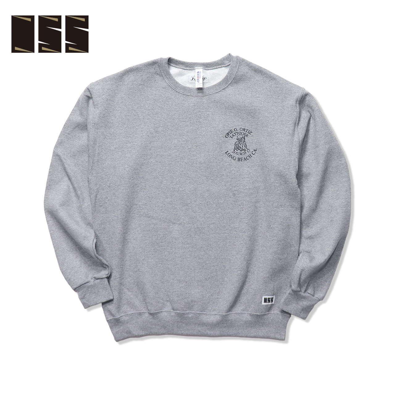 055 (LINKAGE) OPIE ORTIZ TATTOO D.G.W.D 13 CREW NECK SWEATSHIRT ロゴ 入り クルーネック トレーナー スウェット グレー プリント 柔らかい おしゃれ スウェットシャツ メンズ ストリート ブランド 春 裏起毛 スエット ロゴプリントクルーネックスウェット 【送料無料】