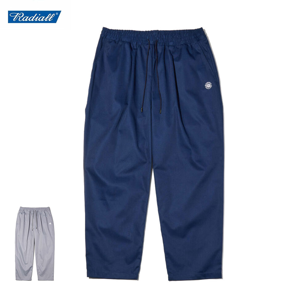 RADIALL (ラディアル) Rhodes STRAIGHT FIT EASY PANTS ラディアル イージーパンツ 日本製 ストリート ウエストゴム パンツ メンズ ゆったりパンツ ボトムス シワになりにくい ウエスト紐 ブランド ストレートパンツ グレー ネイビー 【送料無料 / サイズ交換無料対象商品】