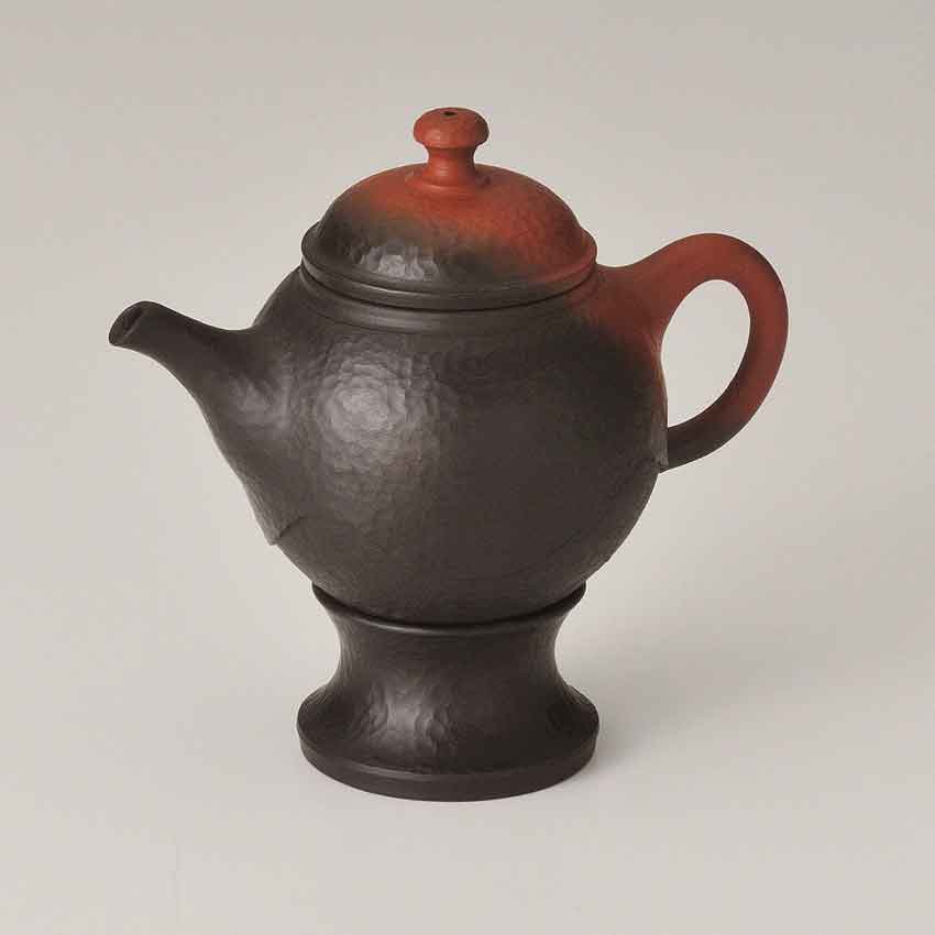 急須 常滑焼 村田益規作 益規窯変台付後手茶注 150cc /ジパング・常滑 陶製茶こし 日本製 陶器 作家もの 木箱|オストゥーニ(インテリア雑貨)