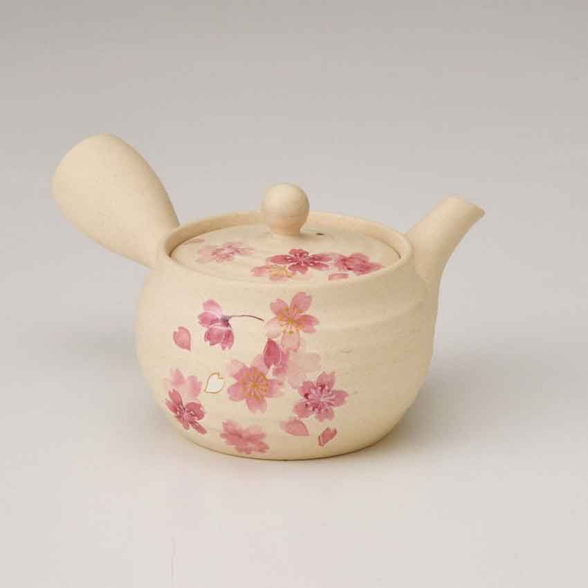 常滑焼　晶光作　白泥福型千段桜　急須　350cc 　/日本製/陶器/深蒸し急須/エム網急須