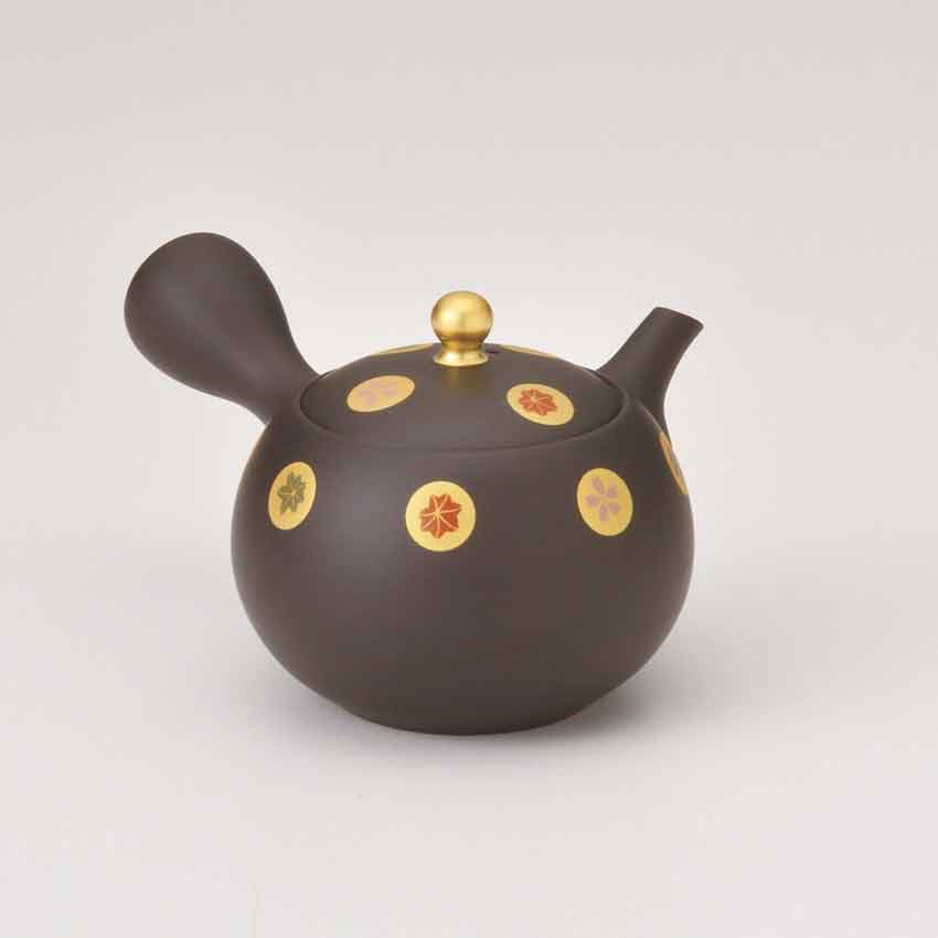 常滑焼　ひとり用急須　昭萠 丸金春秋急須　/名工作品 日本製 陶器 機能急須 常滑焼急須 セラメッシュ ティーポット 茶器 モダン