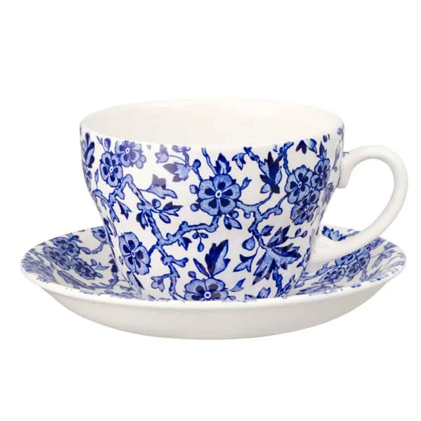 バーレイ 連合王国食器 Burleigh ブルーアーデン ブレックファーストカップ\u0026平円盤 /花柄/かっこ良い/愛くるしげ/おすすめ/差し上げ物仕掛ける カップ＆ソーサー-マグカップ・ティーカップ-コーヒー・お茶用品