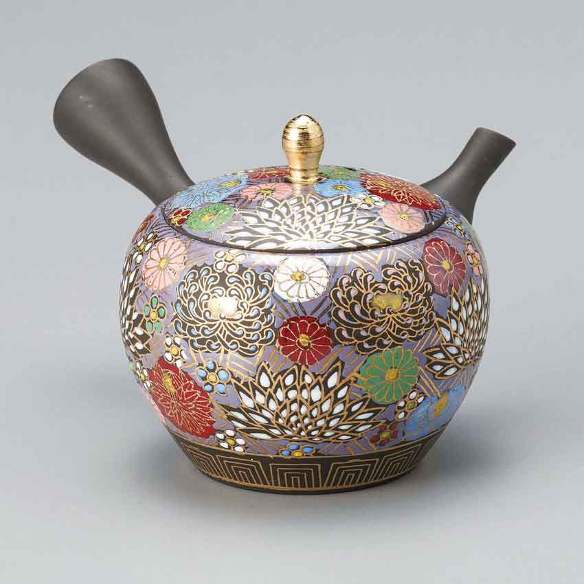 急須 常滑焼 言い慣わし芸術士 玉光作 九谷焼絵付師華光盛共同研究急須 花やしき柄急須 急須 220竓 /梅原玉光作 日本製 瀬戸もの 文筆家もの 役立つこと急須 常滑焼急須 セラメッシュ茶器 緑茶 きゅうす花 九谷焼 手描き絵後ばらい