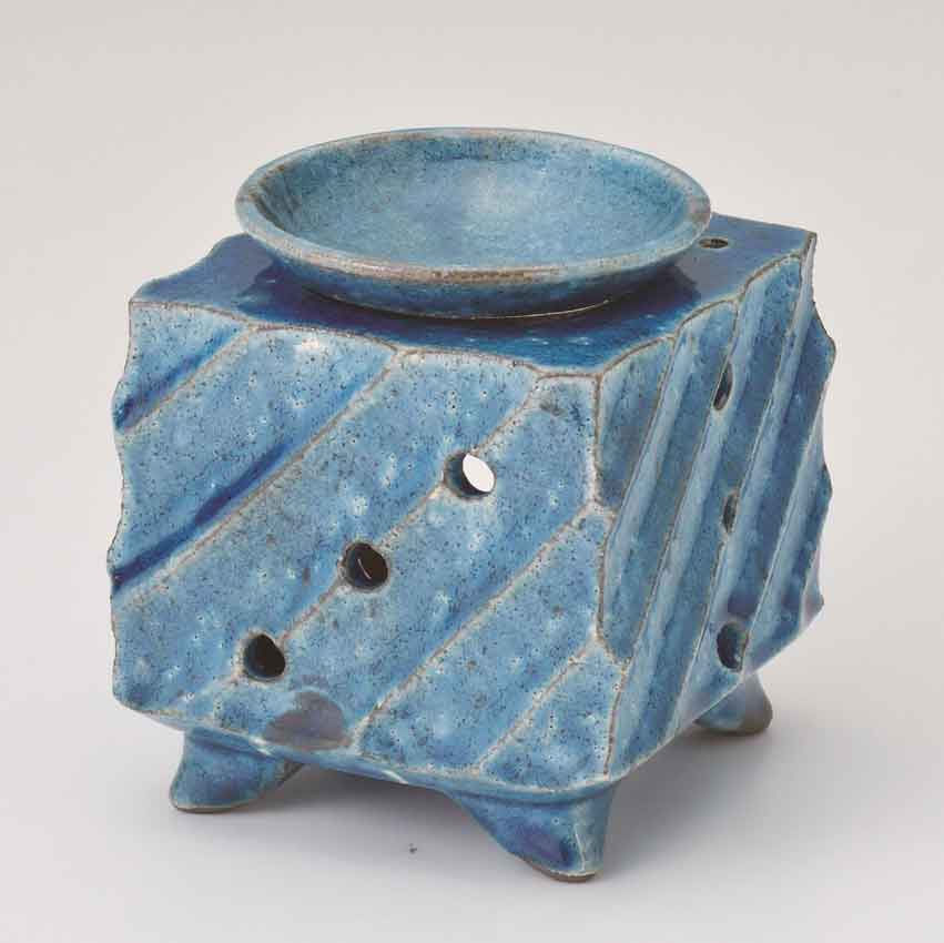 常滑焼 佳窯作　トルコ青削ぎ茶　 茶香炉　/伝統工芸 消臭 キャンドルセラピー お香 透かし