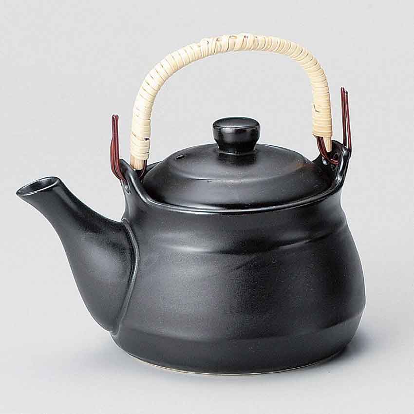 常滑焼 山源作 黒耐熱土瓶(ツル付き)15号 2500cc /薬用土瓶/日本製/陶器/ポット/薬缶/やかん/直火可能|オストゥーニ(インテリア雑貨)