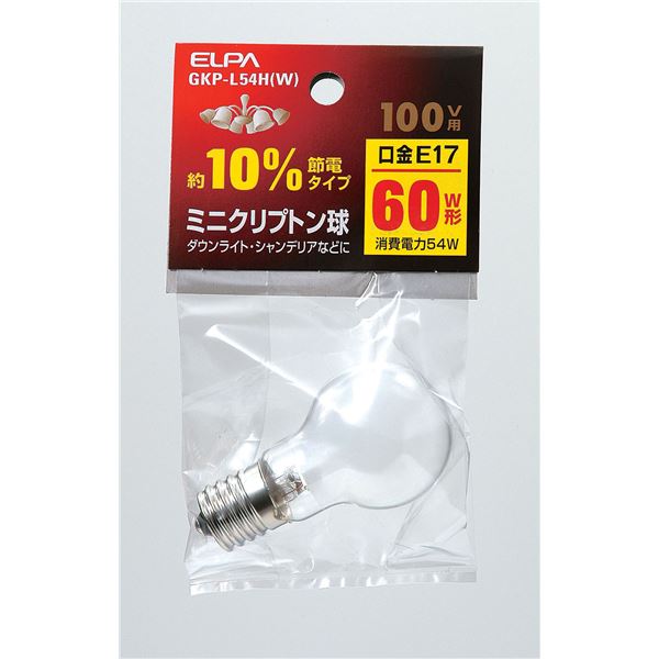 おすすめ 人気(まとめ) ELPA ミニクリプトン球 電球 60W形 E17 ホワイト GKP-L54H(W) 安い 激安 格安