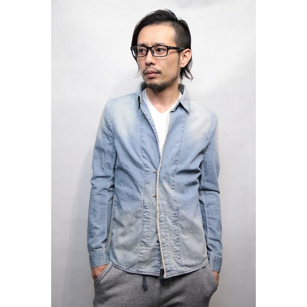 おすすめ 人気attack the mind 7 デニムホックシャツ INDIGO BLEACH サイズ2安い 激安 格安