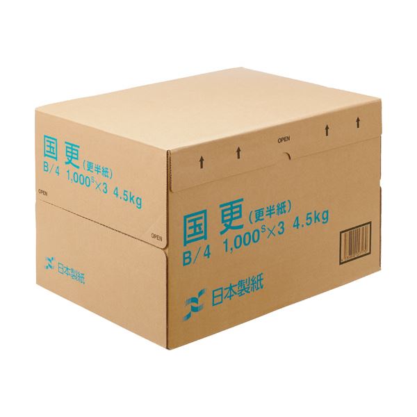 おすすめ 人気(まとめ) 日本製紙 国更(更紙・わら半紙)B4T目 48.4g m2 KNZN-B4 1箱(3000枚:1000枚×3冊) 安い 激安 格安