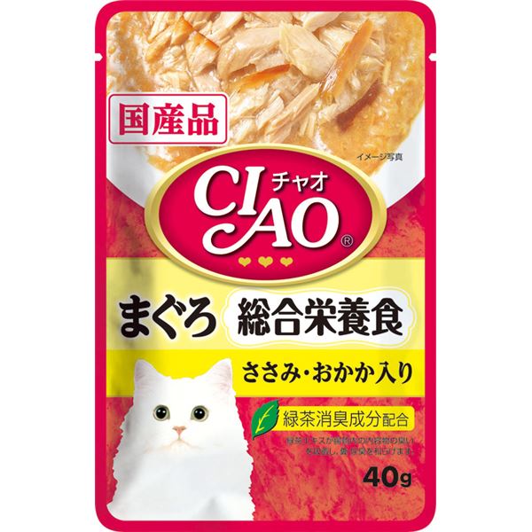 早割クーポン！ 40g 激安 ささみ 格安 96セット 総合栄養食 おすすめ キャットフード まぐろ ペット用品安い 猫用品 おかか入り ペットフード  人気〔まとめ〕 CIAOパウチ 猫用品