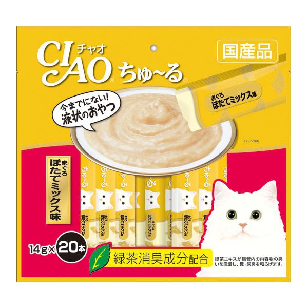 おすすめ 人気〔まとめ〕 キャットフード ペットフード CIAO ちゅ〜る まぐろ ほたてミックス味 14g×20本 16セット 日本製 猫用品 ペット用品安い 激安 格安