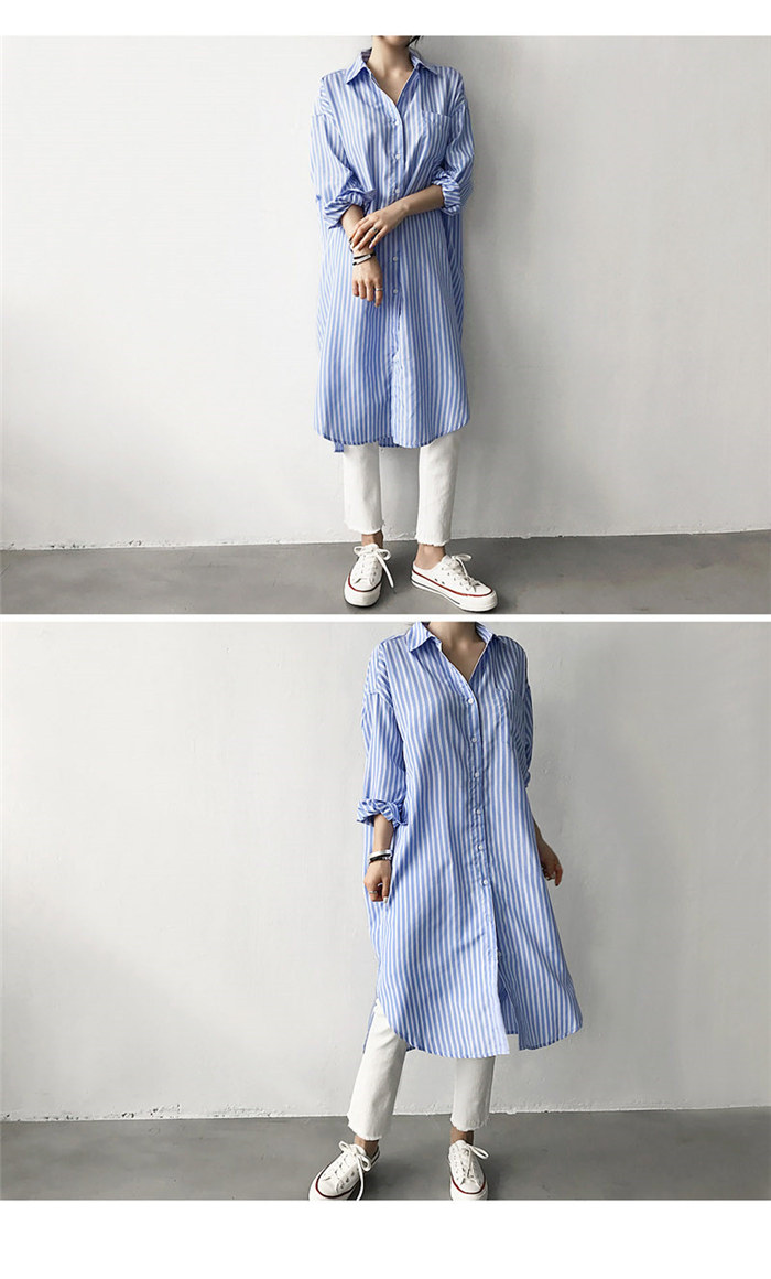 楽天市場 シャツワンピース 春 ロング丈 ワンピース 長袖 トップス ワンピース レディース ストライプ柄 膝丈 カーディガン 長袖 羽織り 膝丈ワンピ ロングシャツワンピ ストライプ 秋 送料無料 夢をカタチに