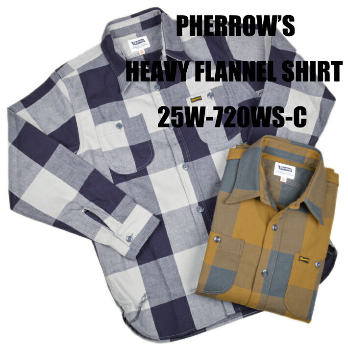 フェさくら色（Pherrow\u0027s）ヘビーネルシャツ 25W-720WS-C