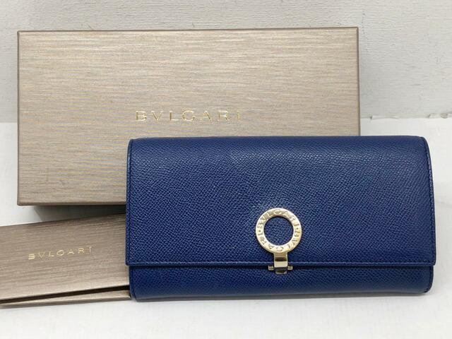 【美品】BVLGARI ロゴクリップ パース カーフレザー 青 安い，低価】 【極美品】BVLGARI ロゴクリップ コインパース カーフ