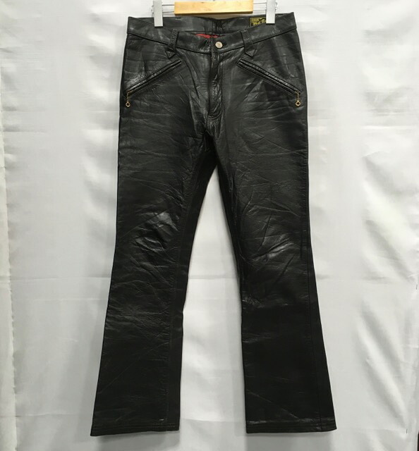【送料無料】WEST RIDE / ウエストライド バッファローレザーパンツ　ブーツカット　ボトム　革パン　メンズ　ブラック　size:W32【中古】【006】｜オタカルチャー