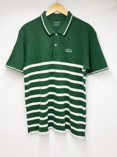 【送料無料】COACH（コーチ）C3121 Striped Pique　半袖ポロシャツ【中古】【007】