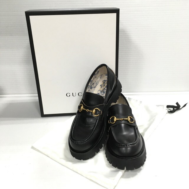 極美品　GUCCI グッチ　革靴　ローファー　ホースビット　金具　ブラック 美品✨グッチ ローファー ホースビット 黒 シルバー金具 レザー