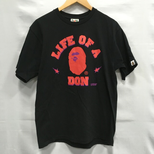 【送料無料】BAPE×Travis Scott Cactus Jack×Don Toliver / ア ベイシング エイプ×トラヴィススコット×ドン・トリバー「Life of a DON」Tシャツ　プリント　半袖　メンズ　ブラック　size:L【中古】【006】