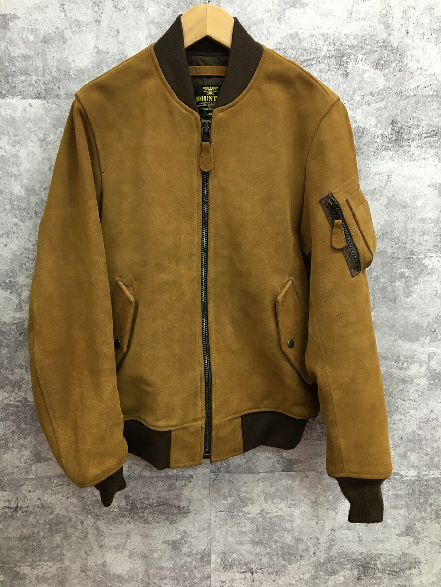 【送料無料】HOUSTON COW SUEDE MA-1 FLIGHT JACKET ヒューストン カウスウェード フライトジャケット【中古】【004】