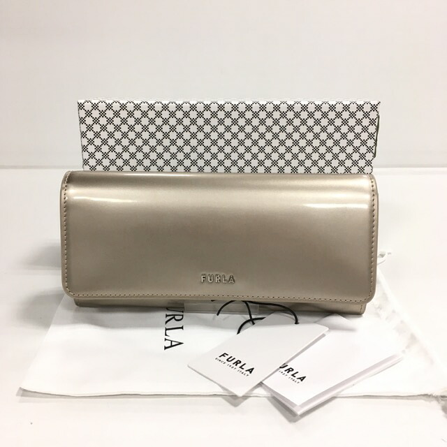 【送料無料】 FURLA SPLENDIDA CONTINENTAL WALLET SLIM WP00153 BX0377 / フルラ スプレンディダ 長財布　レザー　レディース　トープメタル【中古】【006】