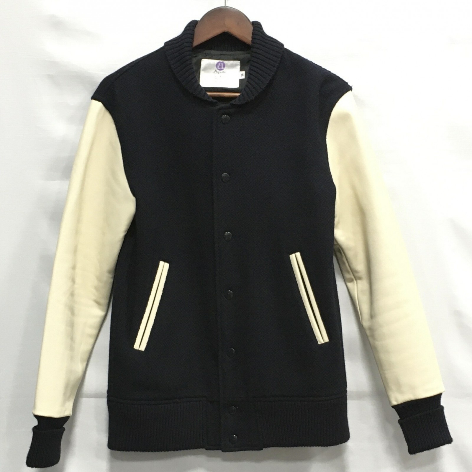 【送料無料】ROCKER AND HOOKER × OFFICE AUGUSTA × Pherrows / ブライアン・ジョーンズ 復刻モデルスタジャン トリプルコラボ メンズ ネイビー × ホワイト size:36【中古】【006】