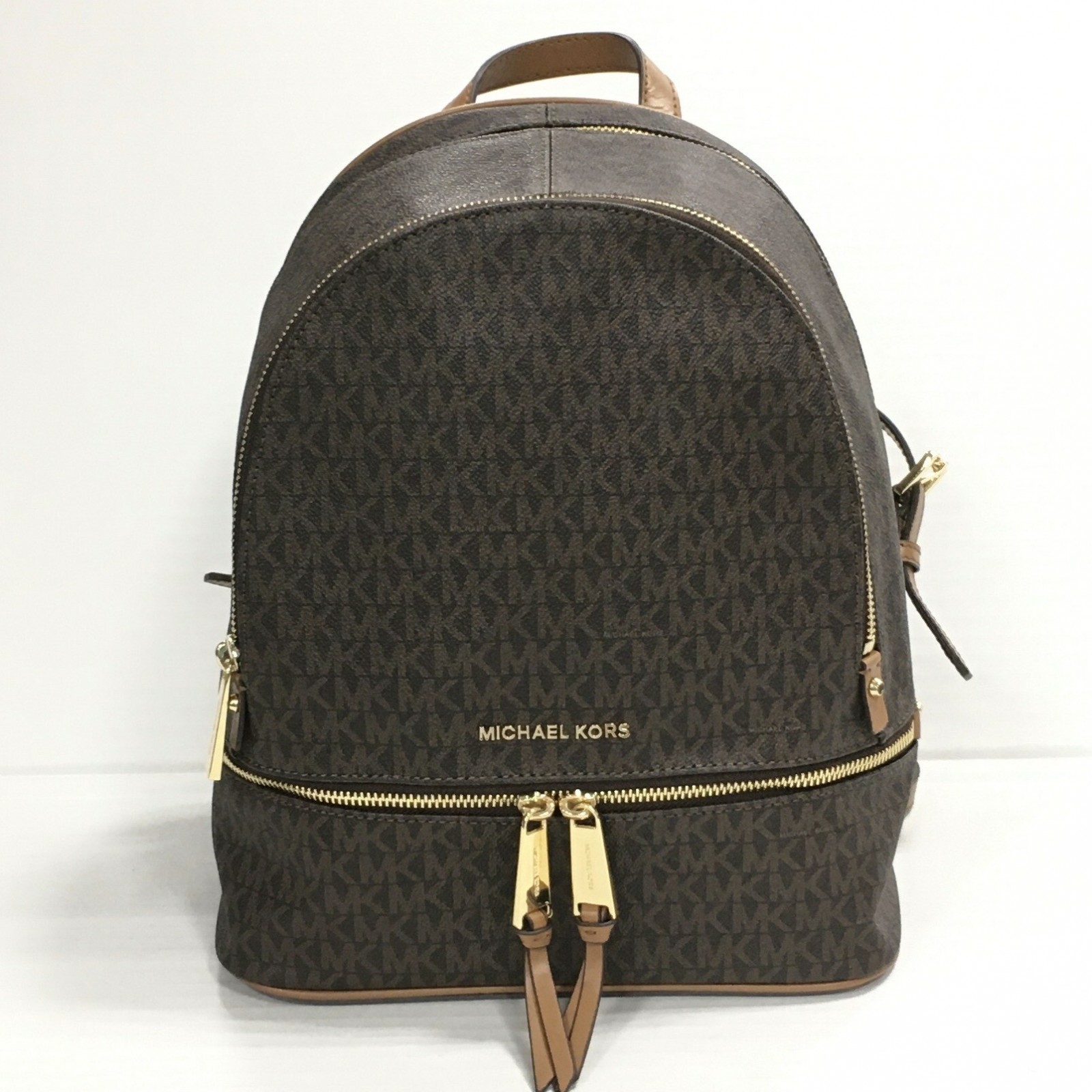 【送料無料】 MICHAEL KORS RHEA ZIP MD BACKPACK 30S7GEZB1B / マイケルコース リアジップ シグネチャー バックパック リュック レディース ブラウン【中古】【006】|オタカルチャー