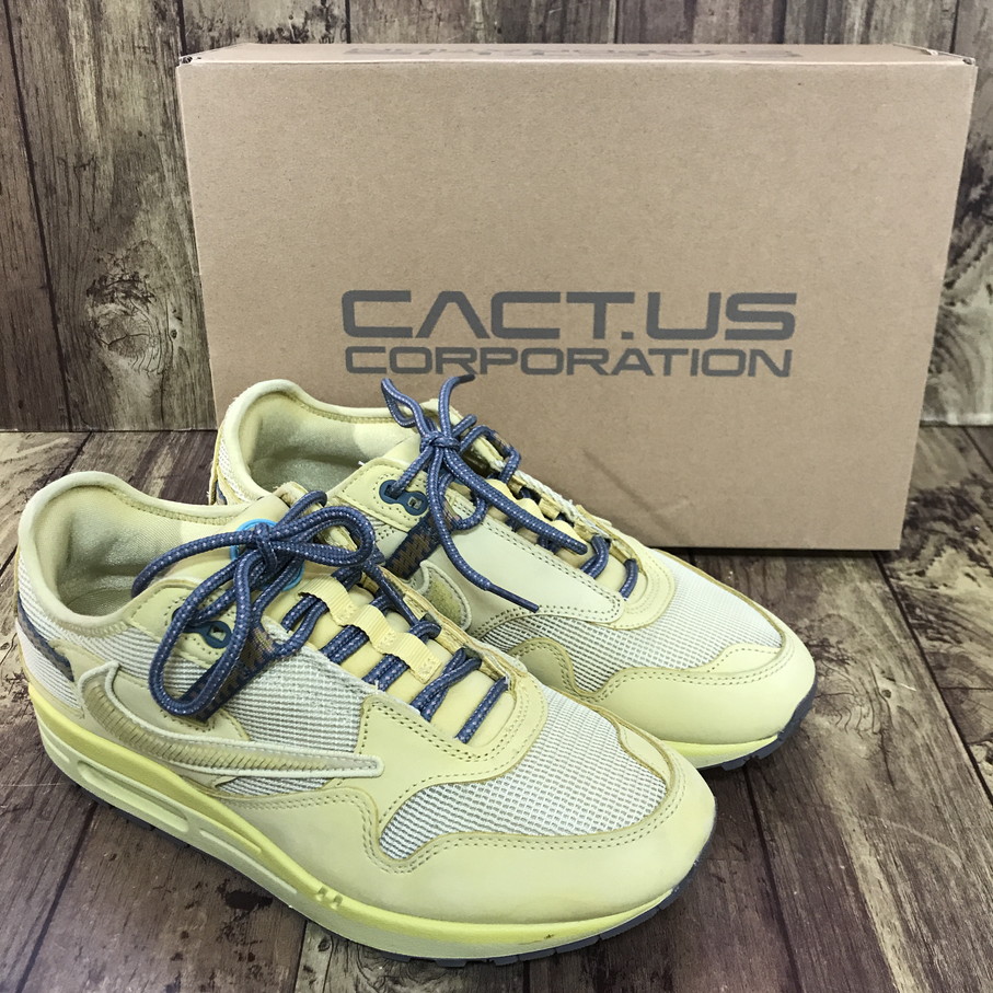 【送料無料】TRAVI SCOTT × NIKE AIR MAX 1 CACT.US GOLD (トラヴィススコット × ナイキ エアマックス1 カクタスゴールド)【中古】 【004】
