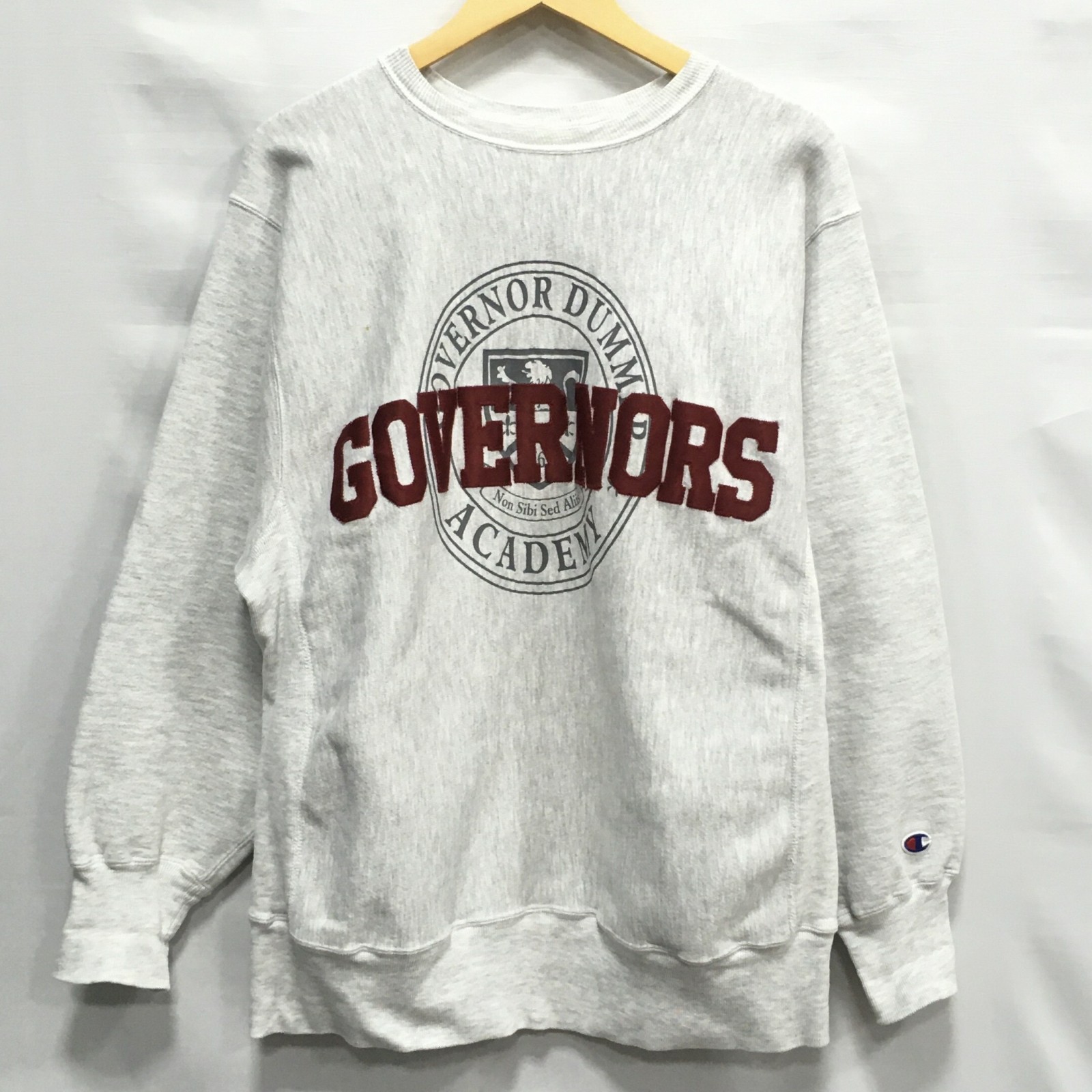 【貨物輸送無料】Champion REVERSE WEAVE / 90s はやりっ子 リバースウィーブ 単科大学 流汗 刺しゅう引き船 裏起毛 90年月日 メンズ 薄墨色 size:XL【中古】【006】