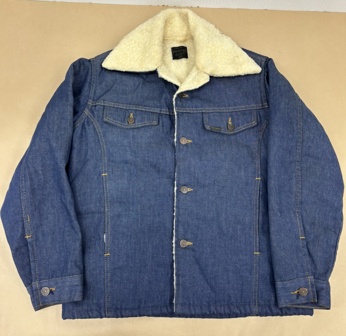 【貨物輸送無料】 SEARS ROE BUCKS 70\u0027s～ VINTAGE DENIM BOA JACKET 大きさ40【WS991-003】【中古】 【003】