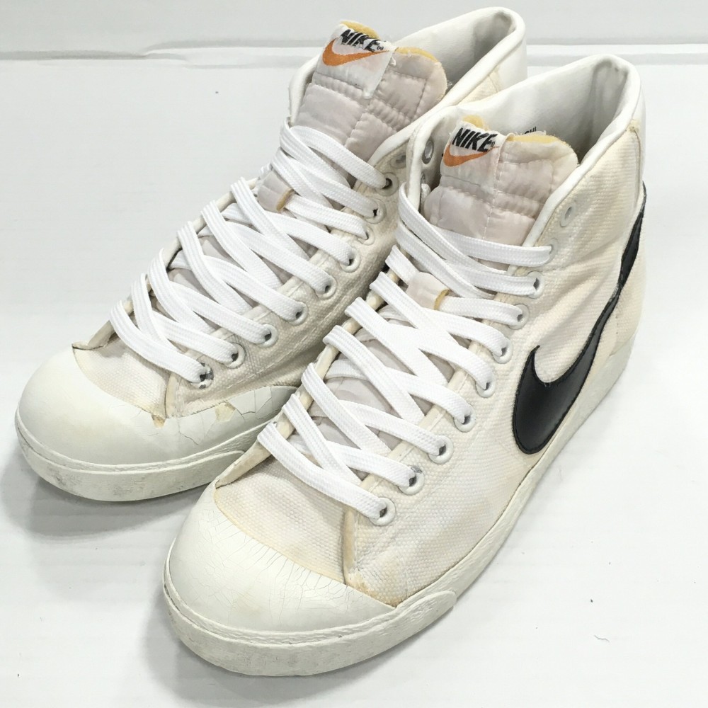 【貨物輸送無料】NIKE BLAZER /ナイキ 帆布スポーツジャケット 79年 韓国製 篭球 シューズ スニーカー 白いこと size：8 (26糎) 【中古】【006】