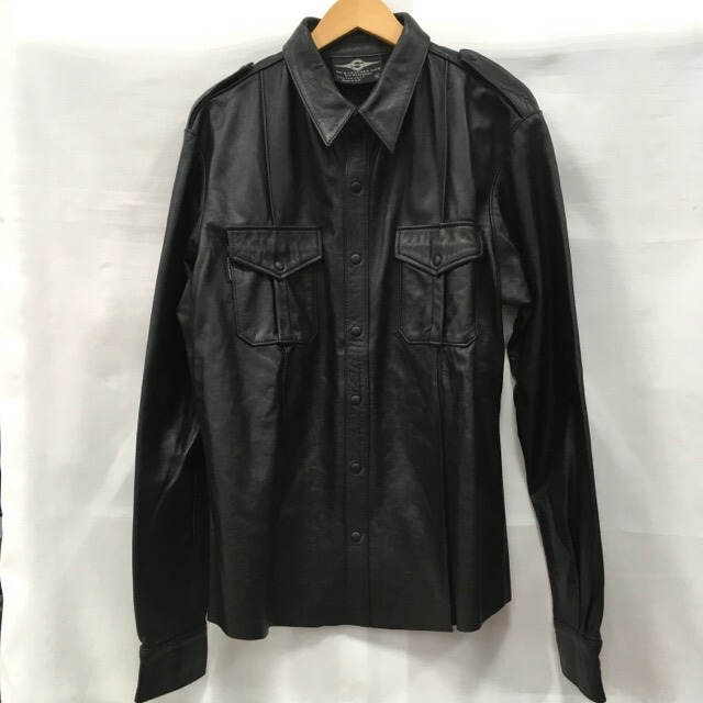 【送料無料】Mr.s leather ポリスマンタイプ レザーシャツ 長袖 メンズ ブラック size: XL【中古】【006】|オタカルチャー