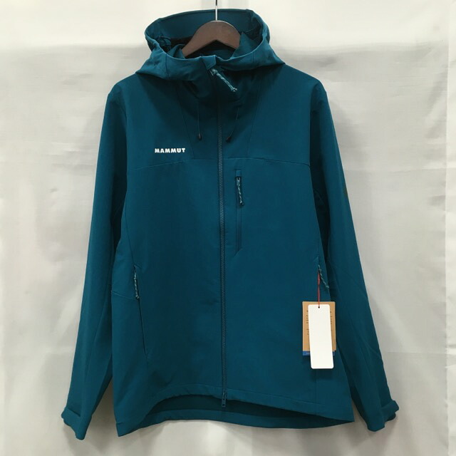 【貨物輸送無料】 MAMMUT Trekkers SO Hooded Jacket AF Men 1011-02520 / マムート トレッカーズ ホンブルグ帽堅甲 フーデッド 上衣 アジアン相応う 伸ばすこと アウトドア アウター メンズ deep teal 青味 size:M（日本 size：L ）【中古】【006】