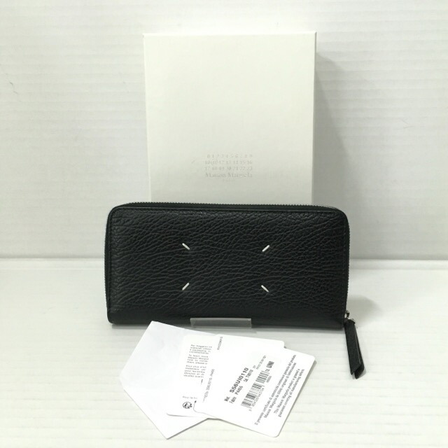 【貨物輸送無料】Maison Margiela / メゾンマルジェラ  4編み目 グレインレザー ジップアラウンド 長紙入れ S56UI0110 牛皮 ユニ一発やる 黒いこと【中古】【006】