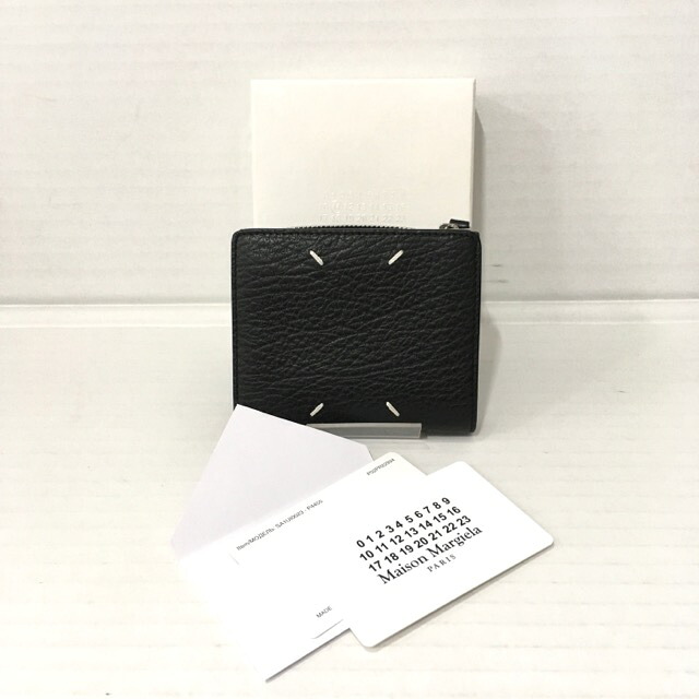 【貨物輸送無料】Maison Margiela  FLIP FLAP WALLET SA1UI0023 / メゾンマルジェラ グレイニーレザー フリップ下げ翼 ウォレット 牛皮 ユニ一発やる 黒いこと【中古】【006】
