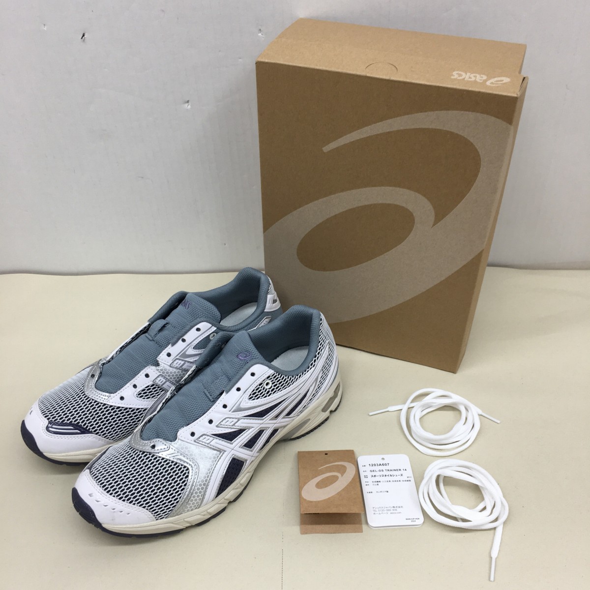 【送料無料】asics GEL-DS TRAINER 14 WHITE/PURE SILVER 1203A607-100 サイズ27.5cm【中古品】【003】