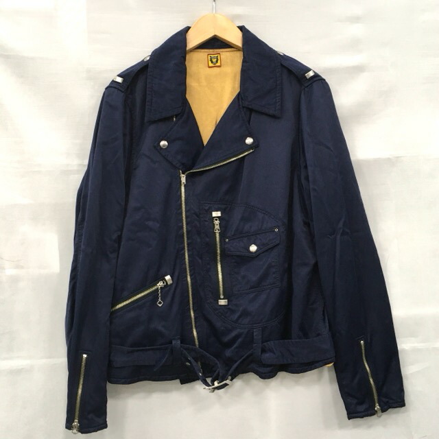 【送料無料】HUMAN MADE RAYON RIDERS / ヒューマンメイド レーヨンライダースジャケット　アウター　メンズ　ネイビー　size:M【中古】【006】